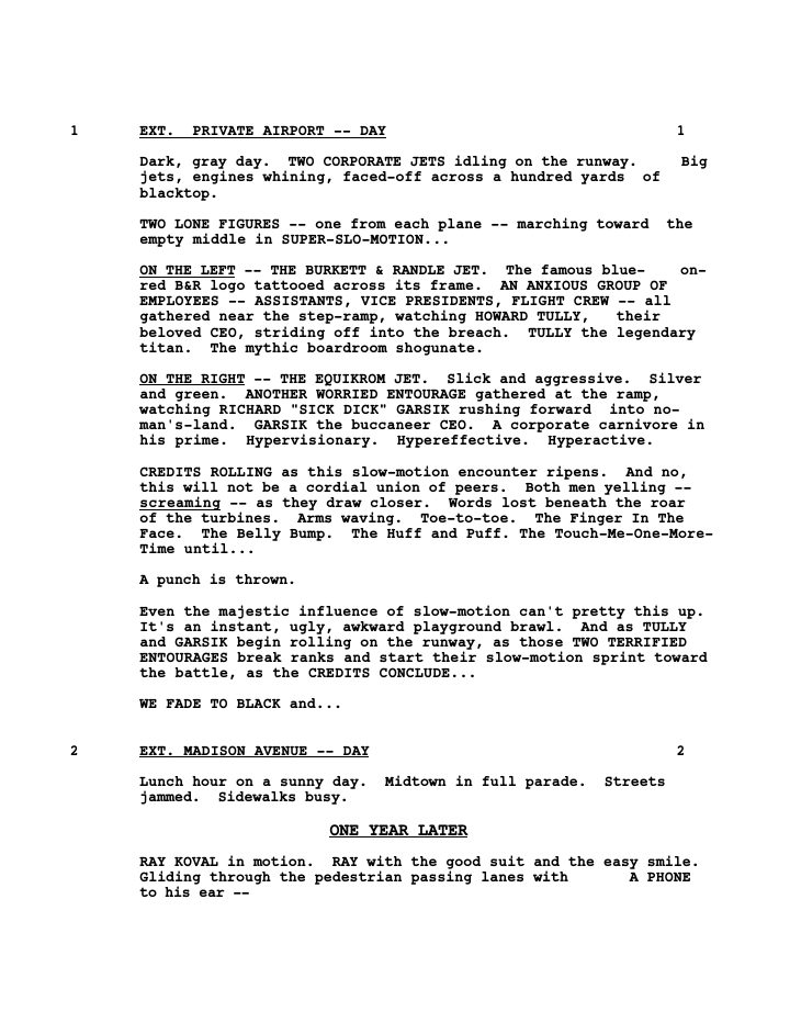 Duplicity screenplay first page