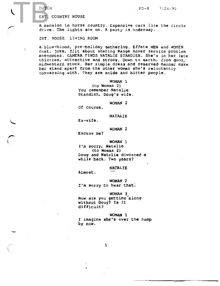Dutch screenplay first page
