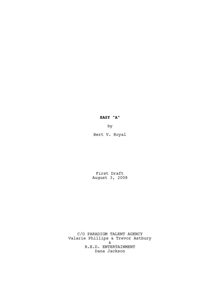 Easy A screenplay first page