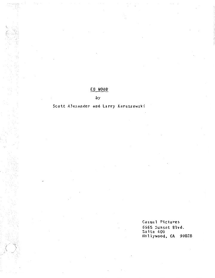 Ed Wood screenplay first page