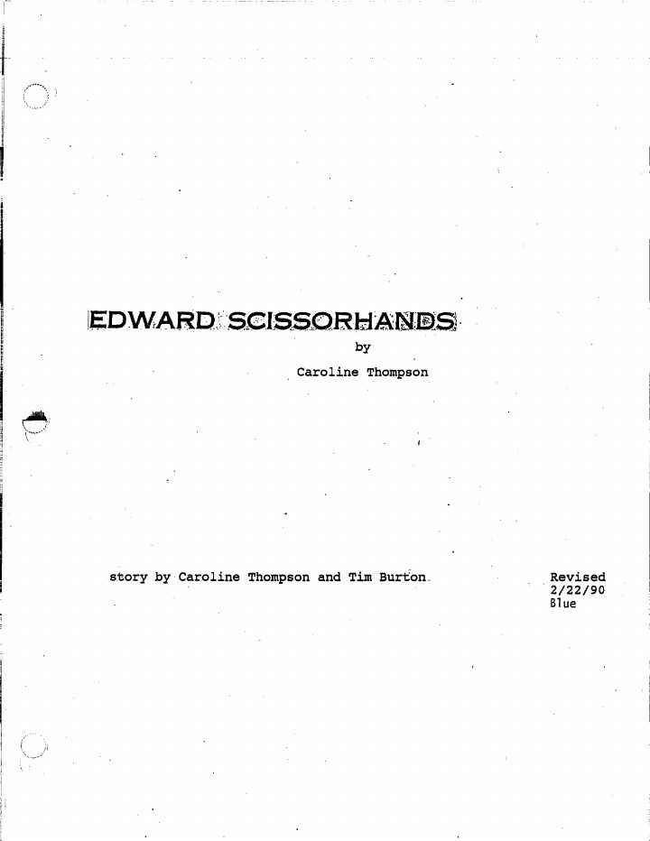 Edward Scissorhands screenplay first page