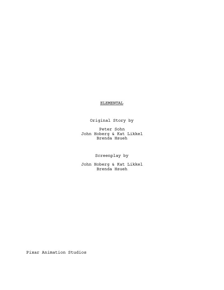 Elemental screenplay first page