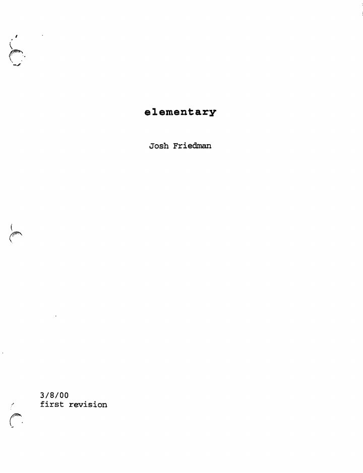 Elementary: 101: Pilot screenplay first page