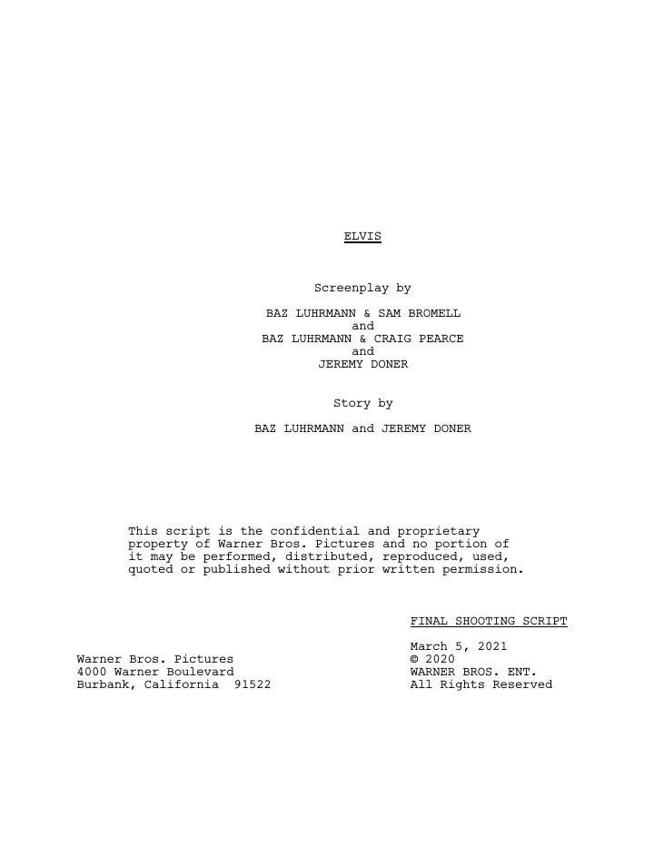 Elvis screenplay first page