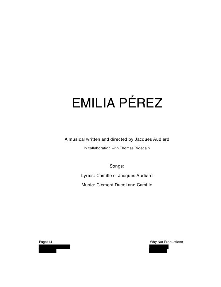 Emilia Pérez screenplay first page