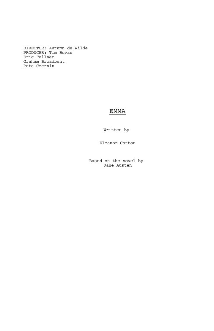 Emma screenplay first page