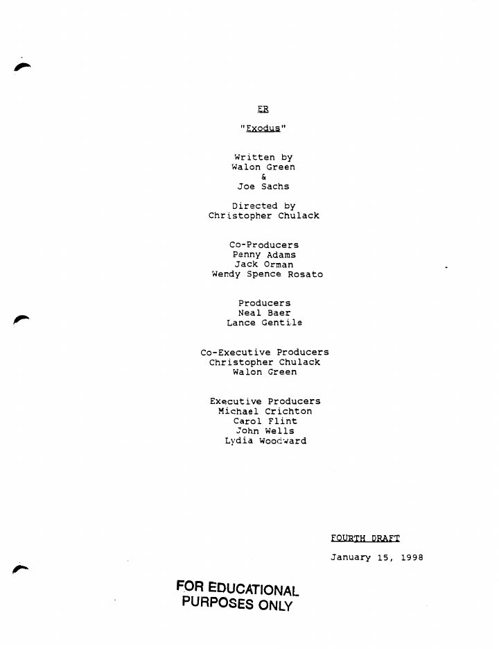 ER: 415: Exodus screenplay first page