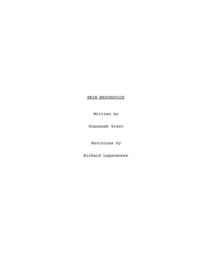 Erin Brockovich screenplay first page