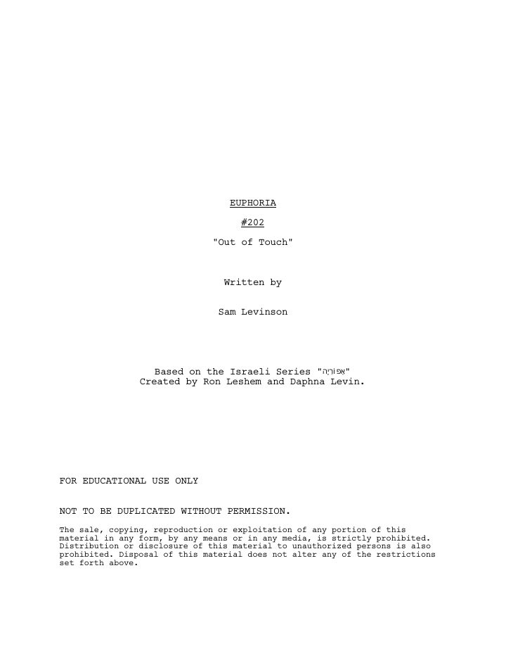 Euphoria: 202: Out of Touch screenplay first page