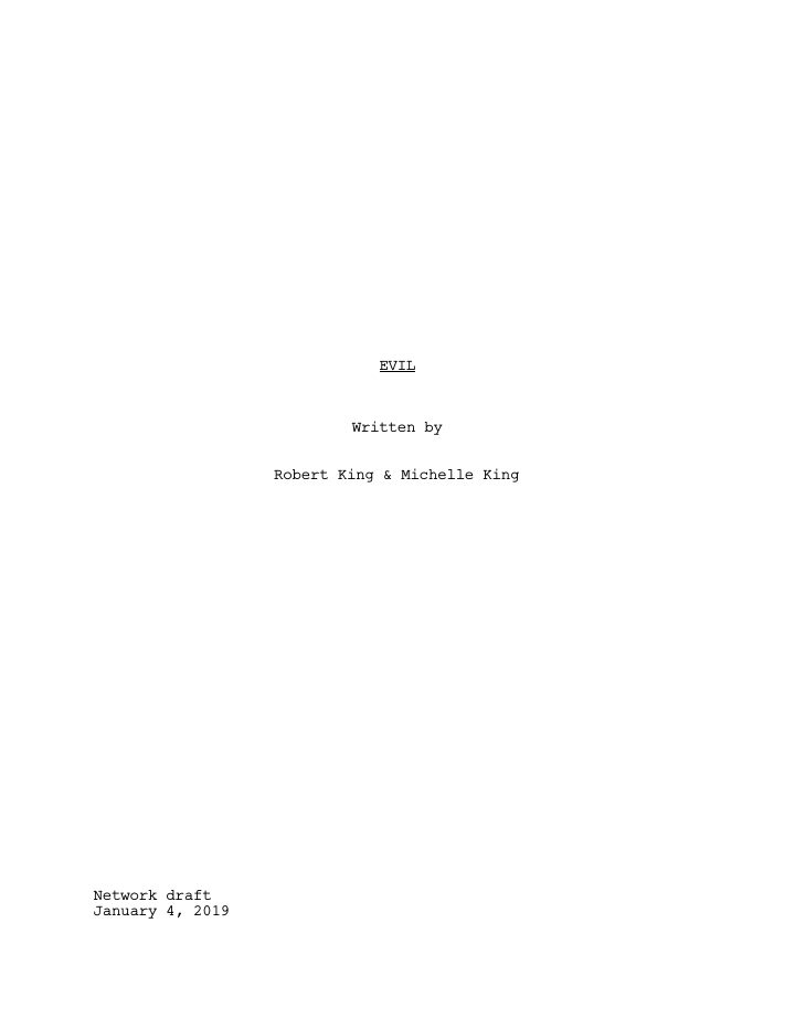 Evil: 101: Genesis screenplay first page