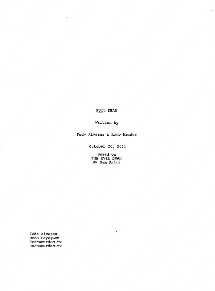 Evil Dead screenplay first page