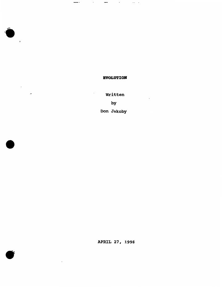 Evolution screenplay first page