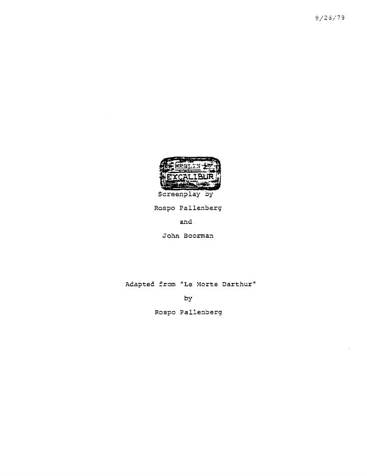 Excalibur screenplay first page
