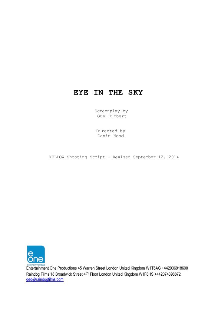 Eye in the Sky screenplay first page