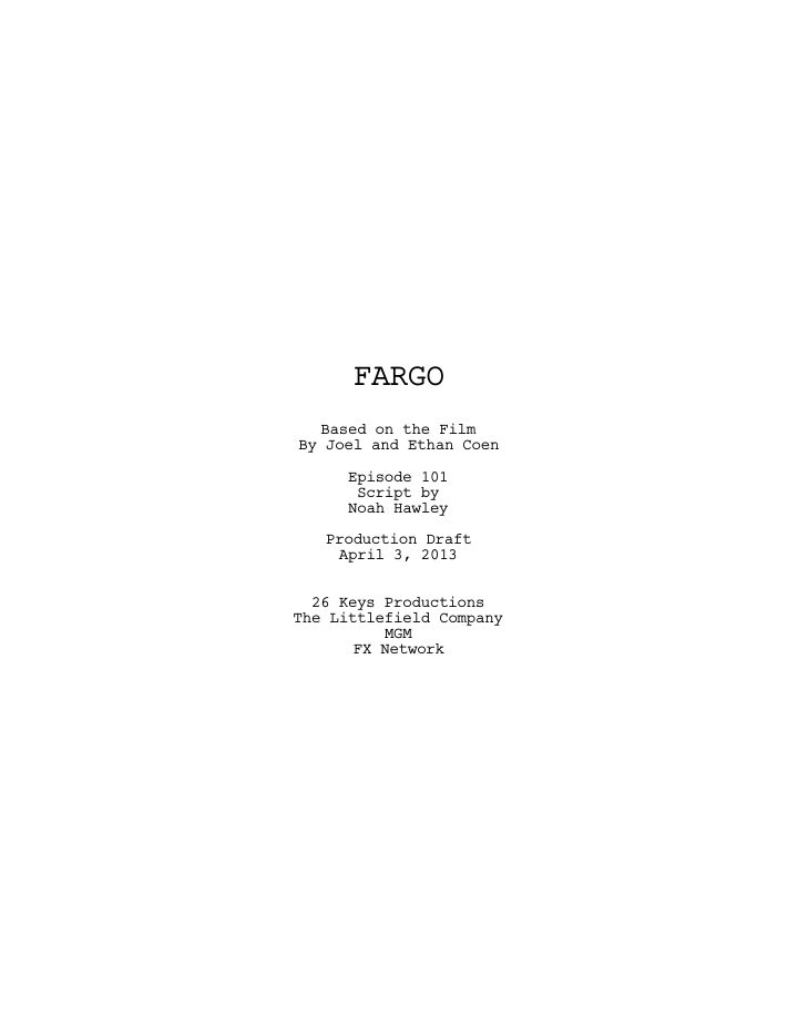 Fargo: 101: The Crocodile's Dilemma screenplay first page