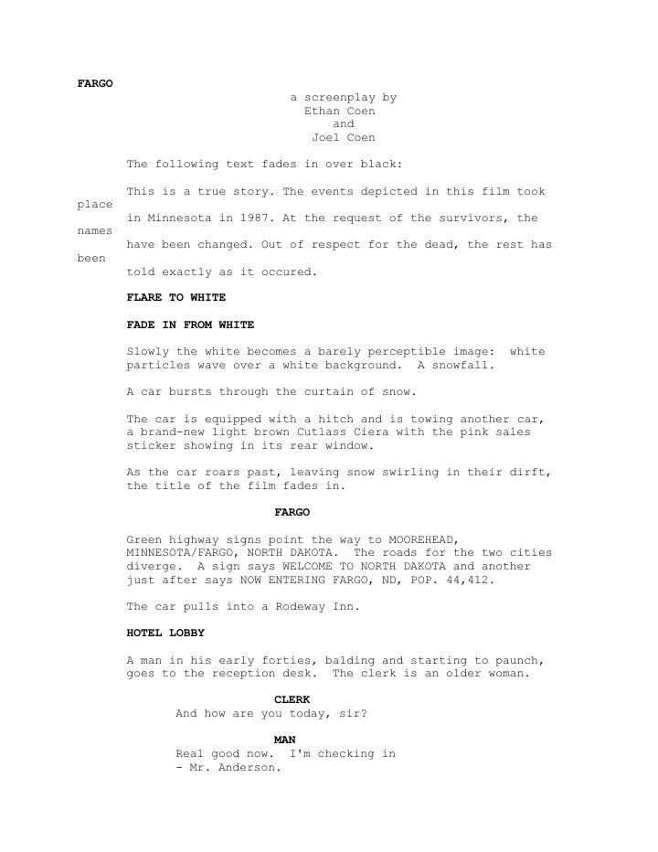 Fargo (1996) screenplay PDF first page
