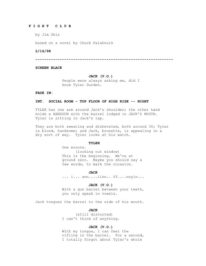 Fight Club (1999) screenplay PDF first page