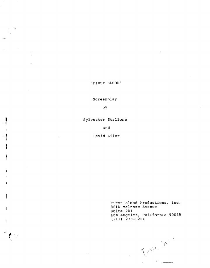 First Blood screenplay first page