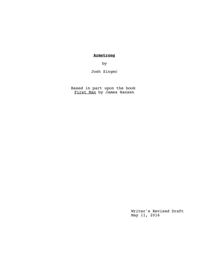 First Man screenplay first page