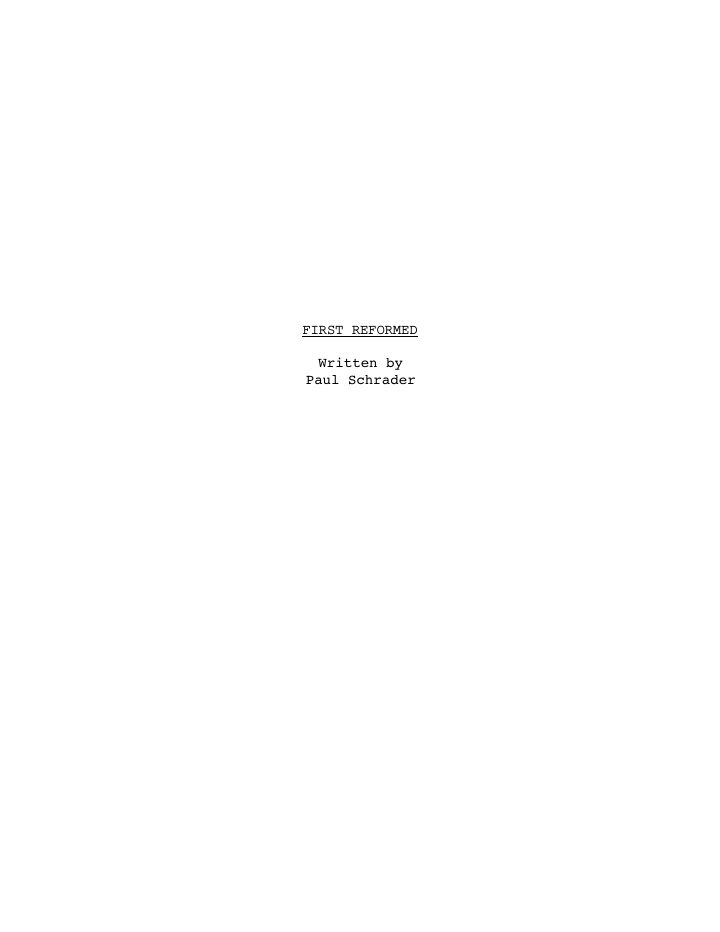 First Reformed screenplay first page