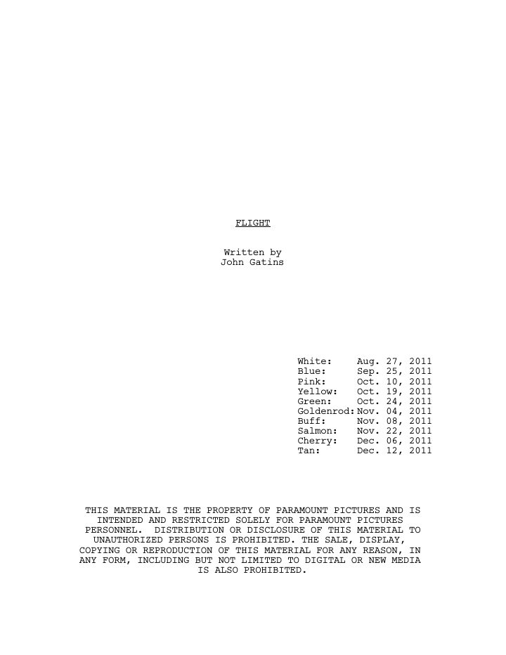 Flight screenplay first page