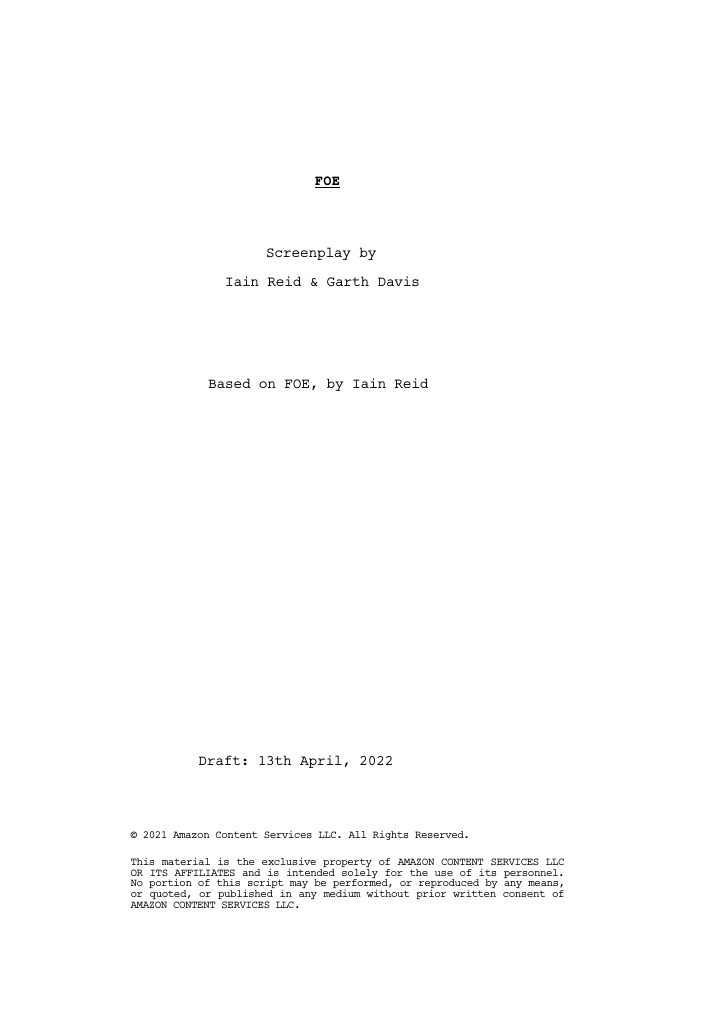 Foe screenplay first page