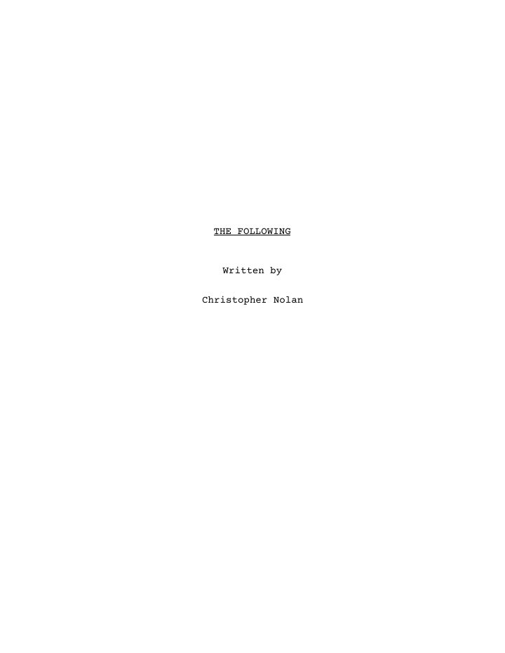 Following screenplay first page
