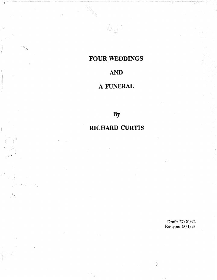 Four Weddings and a Funeral screenplay first page