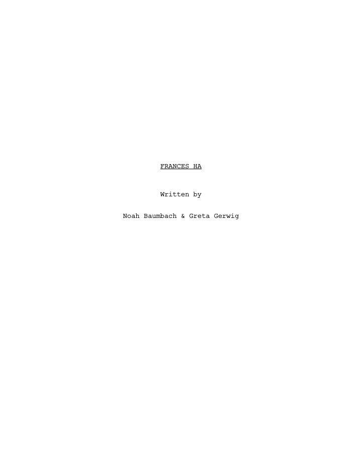 Frances Ha screenplay first page