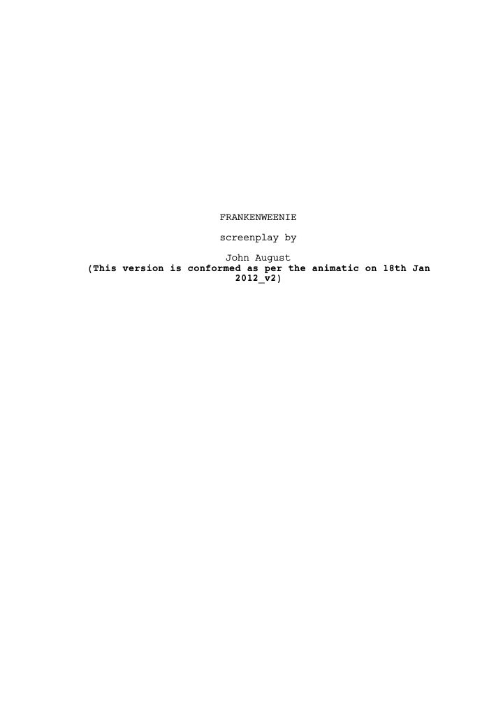 Frankenweenie screenplay first page