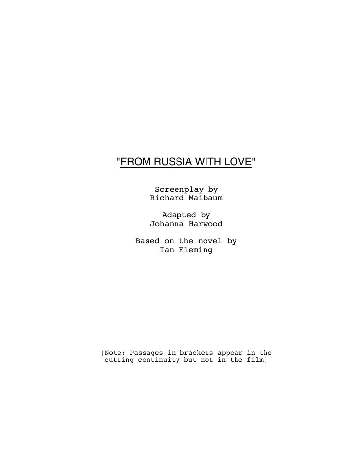 From Russia With Love screenplay first page