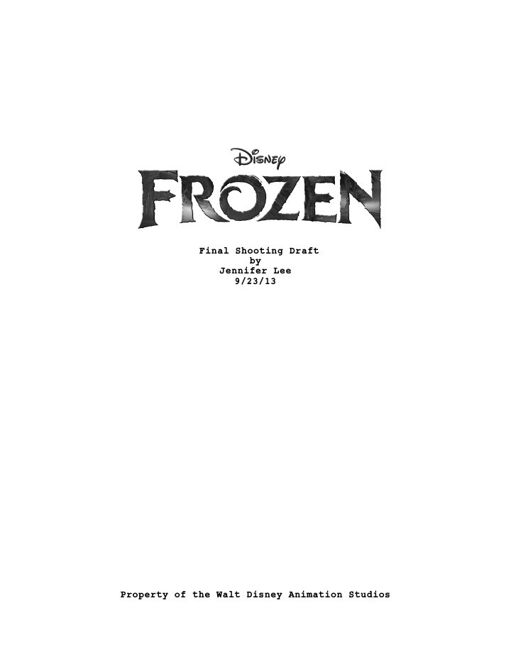 Frozen screenplay first page