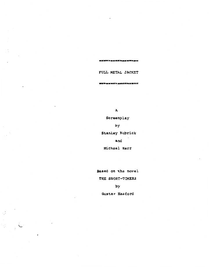 Full Metal Jacket screenplay first page