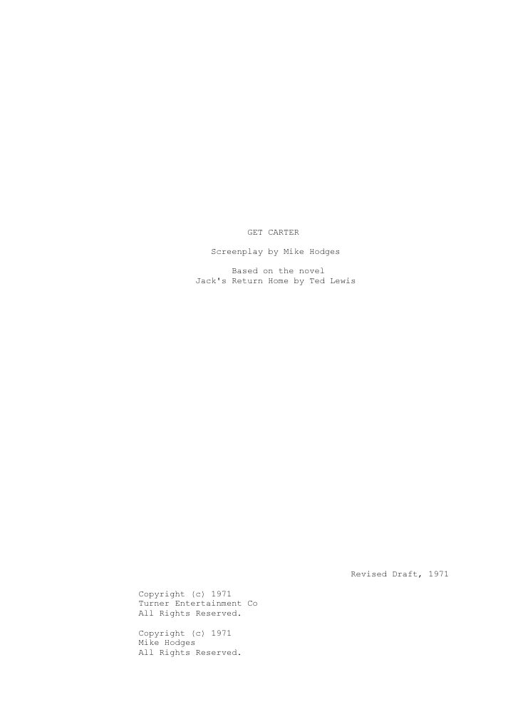 Get Carter screenplay first page