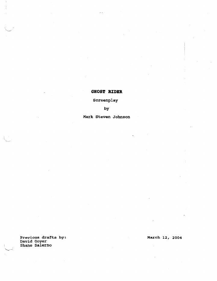 Ghost Rider screenplay first page