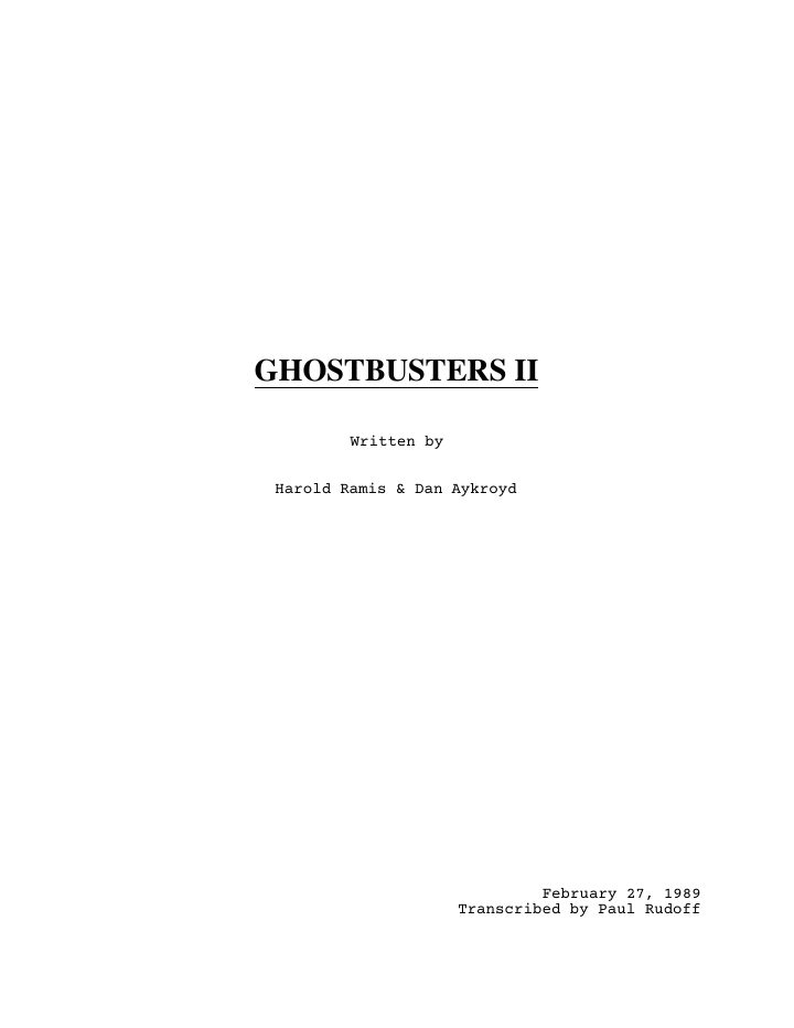 Ghostbusters II screenplay first page