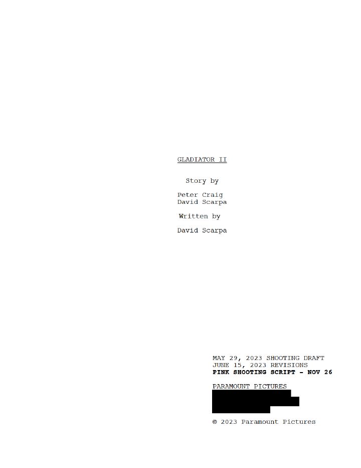 Gladiator II screenplay first page