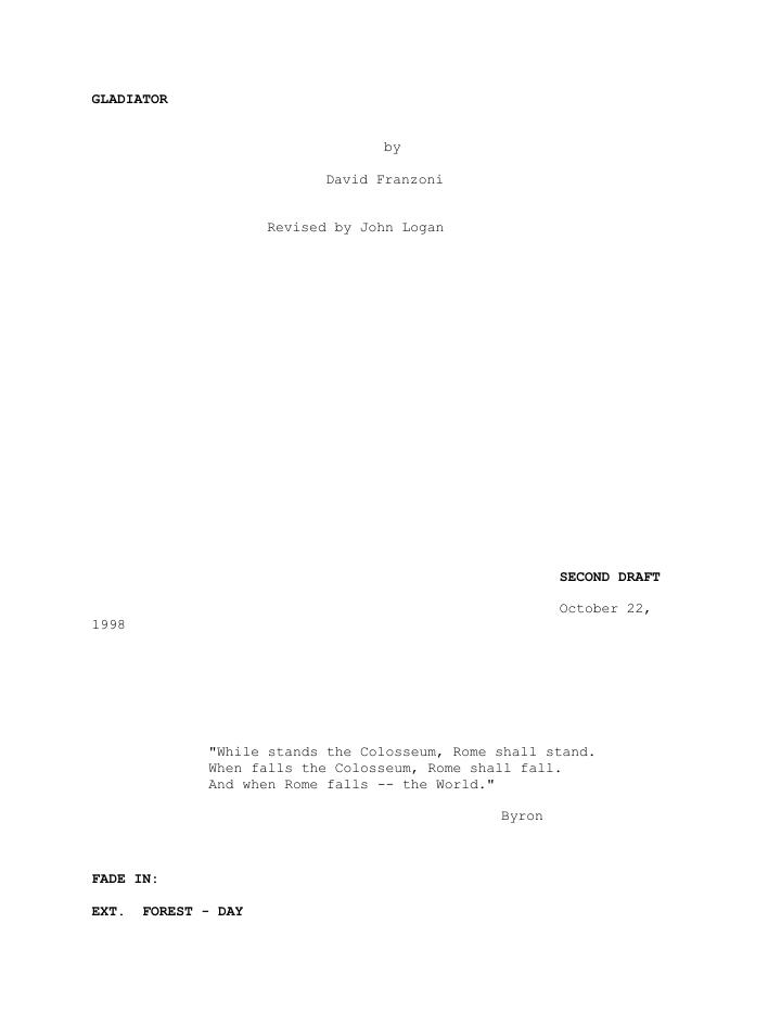 Gladiator (2000) screenplay PDF first page