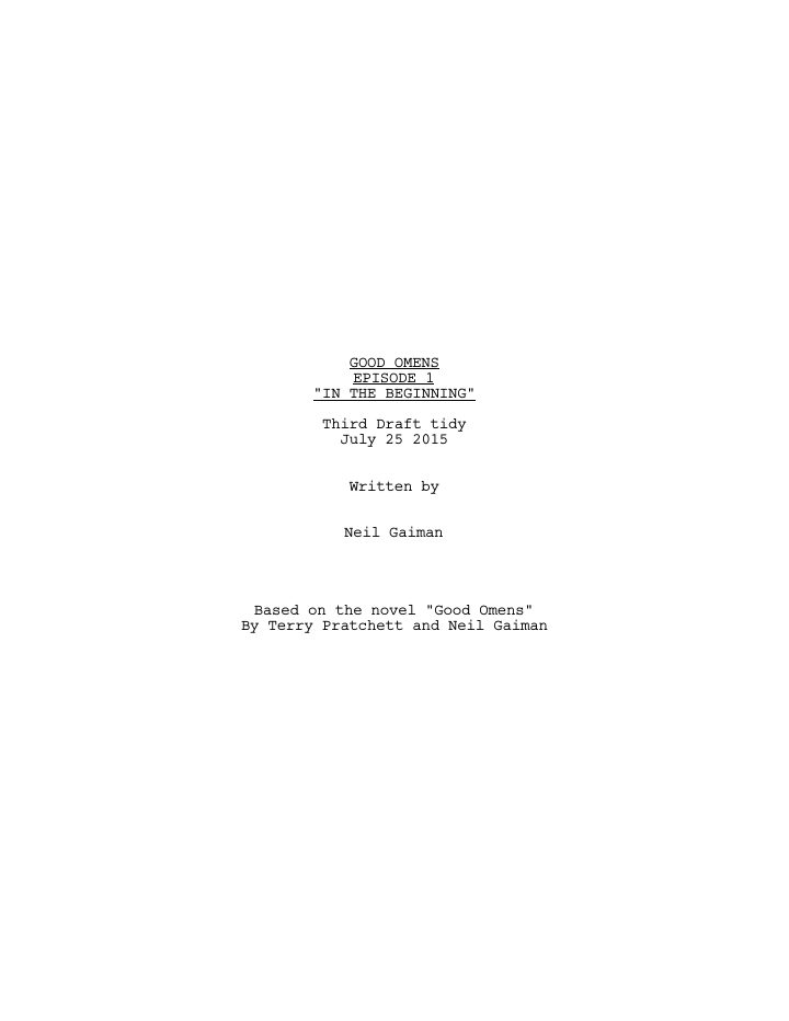 Good Omens: 101: In The Beginning screenplay first page