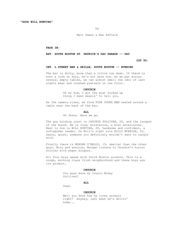 Good Will Hunting (1997) screenplay PDF first page