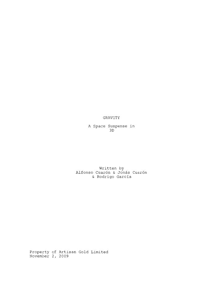 Gravity screenplay first page