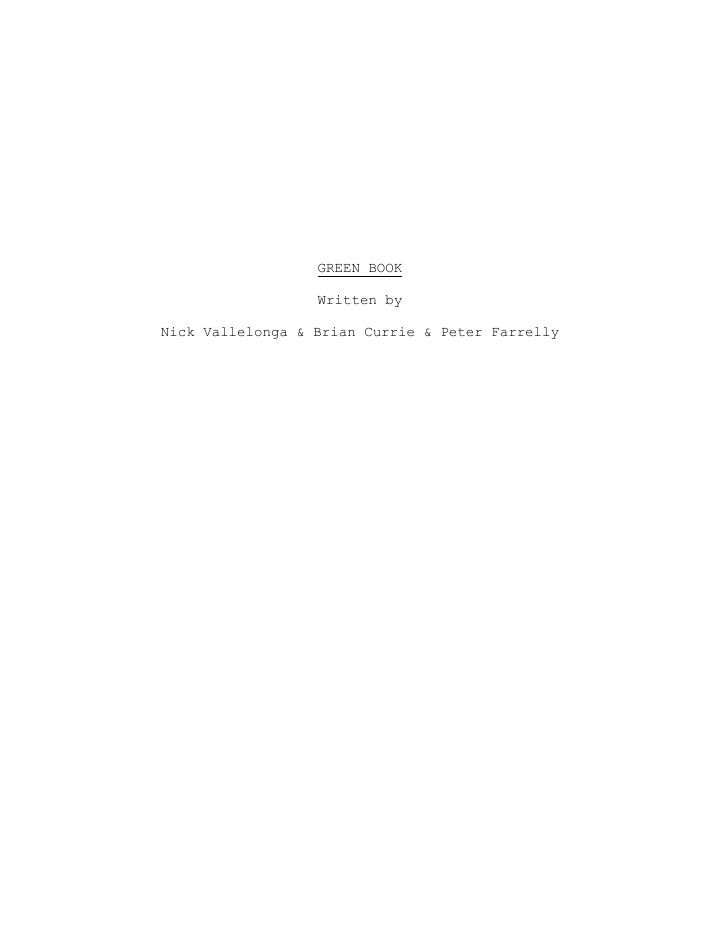 Green Book screenplay first page