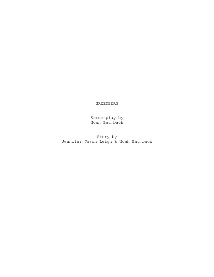Greenberg screenplay first page