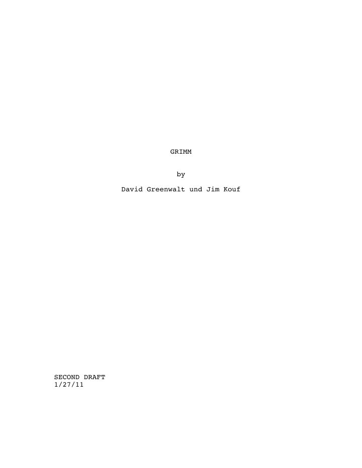Grimm: 101: Pilot screenplay first page