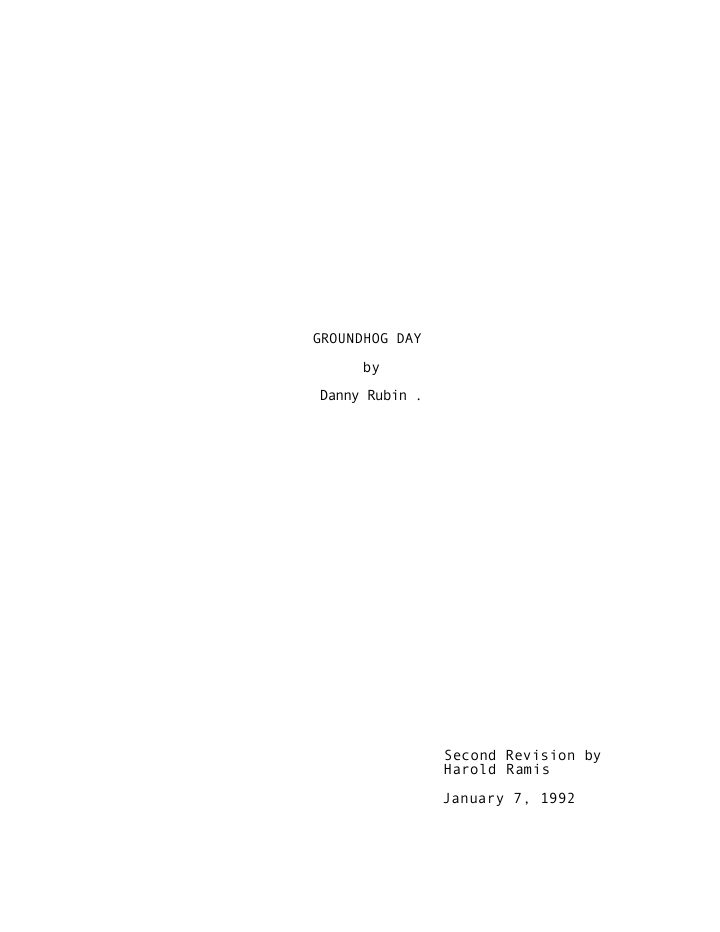 Groundhog Day screenplay first page