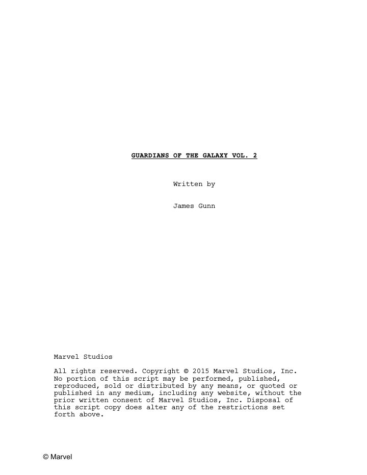 Guardians of the Galaxy Vol. 2 screenplay first page