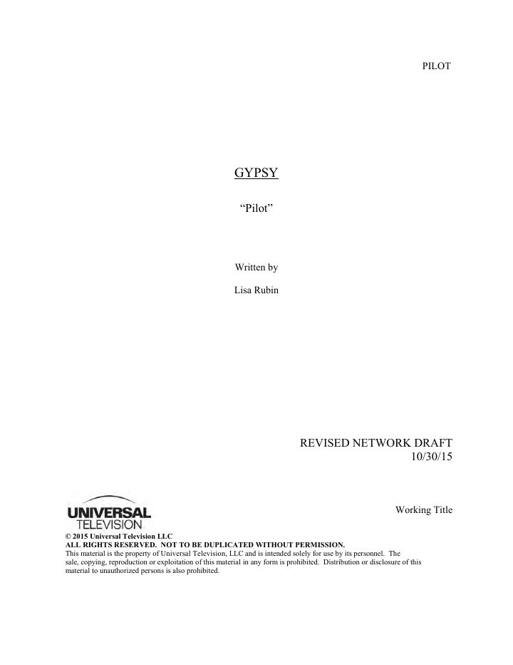 Gypsy: 101: The Rabbit Hole screenplay first page