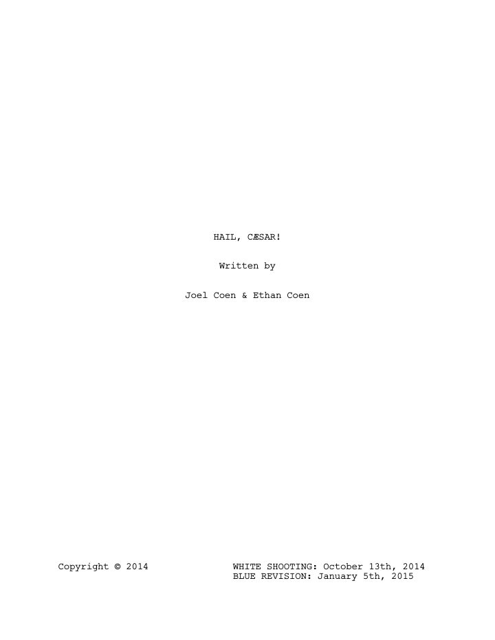 Hail Caesar! screenplay first page