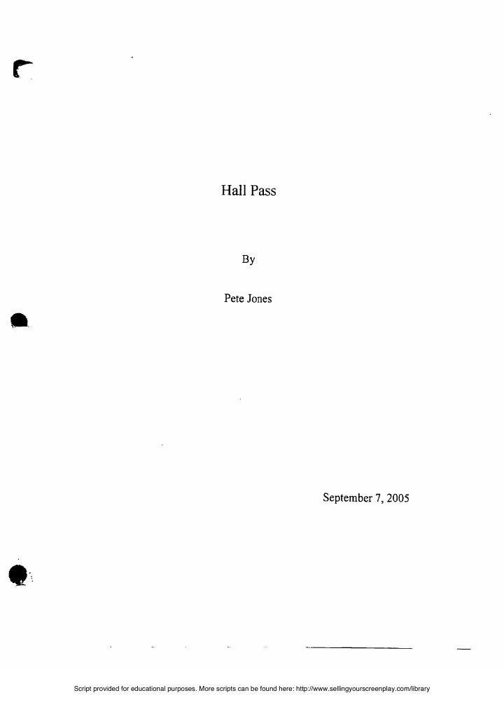 Hall Pass screenplay first page