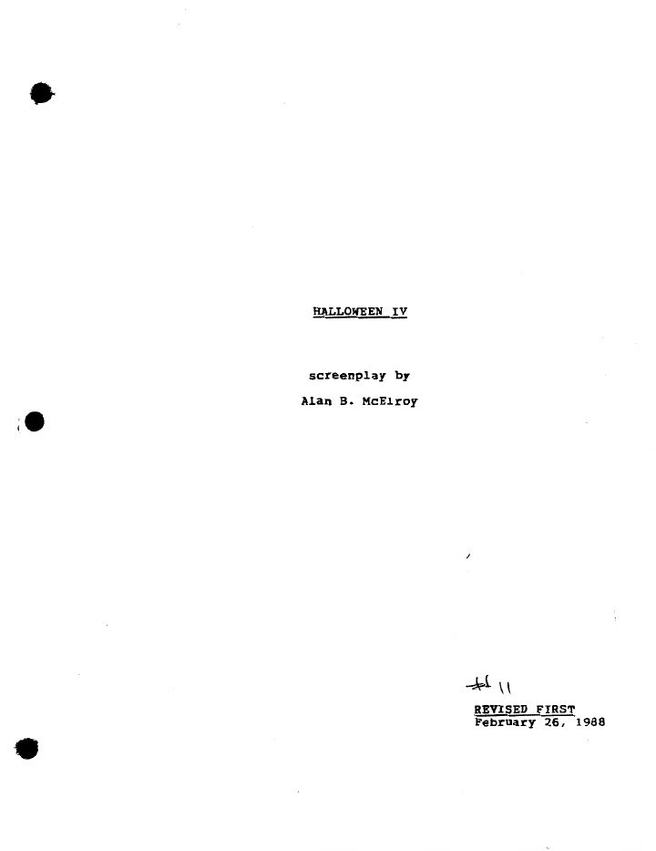 Halloween 4: The Return of Michael Myers screenplay first page